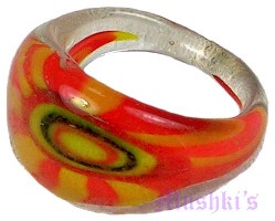 Yellow,Red Shaded Glass Ring - click here for large view
