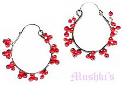 Coral Round Stone Hoop  Earring - click here for large view