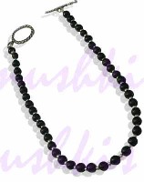Single Row Black Onyx Gem Stone Necklace - click here for large view