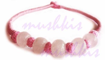 Single Row Rose Quartz Gem Stone Necklace - click here for large view