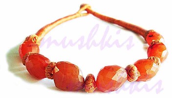 Single Row Carnelian Gem Stone Necklace - click here for large view
