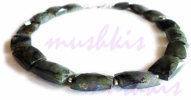 Single Row Labradorite Gem Stone Necklace - click here for large view