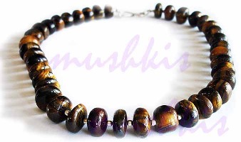 Single Row Tiger Eye  Gem Stone Necklace - click here for large view