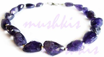 Single Row Amethyst Gem Stone Necklace - click here for large view