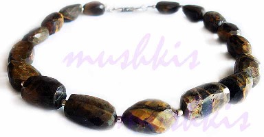 Single Row Tiger Eye Gem Stone Necklace - click here for large view