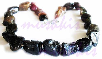 Single Row Tourmuline Gem Stone Necklace - click here for large view