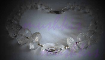 Single Row Crystal Quartz Gem Stone Necklace - click here for large view