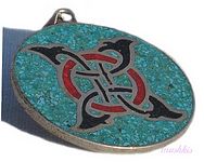 Gemstone enamel silver pendant - click here for large view