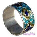 Meena inlay silver finger ring - click here for large view