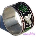 Meena inlay silver finger ring - click here for large view