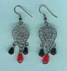 Filigree Red,Black Beaded Earring - click here for large view