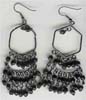 Hexagon Wire Filgree Black Beaded Earring - click here for large view