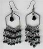 Hexagon Wire Filgree Hematite Beaded Earring - click here for large view