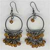 Circle Wire Filgree Topaz Beaded Earring - click here for large view