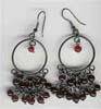 Wire Circle Filgree Garnet Beaded Earring - click here for large view