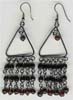 Wire Triangle Filgree Garnet Beaded Earring - click here for large view