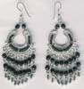Eight Row Black Beaded Filigree Earring - click here for large view