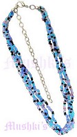 Multi Row Tonal Blue Seed Beaded Necklace - click here for large view