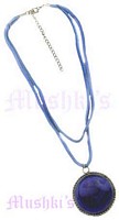 Double Row Suede Blue Pendant Necklace - click here for large view