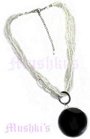 Multy Row Seed Beaded With Pendant Necklace - click here for large view