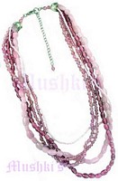 Multy Row Pink Beaded Necklace - click here for large view