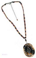 Brown Beaded Pendant Necklace - click here for large view