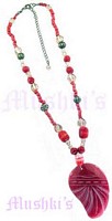 Red Beaded Pendant Necklace - click here for large view