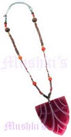 Red Beaded Pendant Necklace - click here for large view