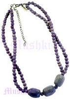 Double Row Purple Beaded Necklace - click here for large view