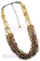 Tonal Topaz Seed Beaded Multy Row Necklace - click here for large view