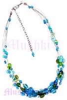 Multy Row Blue Beaded Necklace - click here for large view