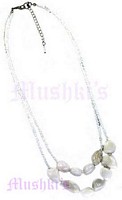 White Beaded Agate Double Row Necklace - click here for large view