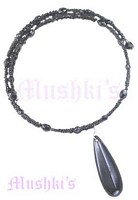 Black Beaded Pendant Coil Choker - click here for large view