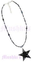 Black  Beaded Star Pendant Necklace - click here for large view