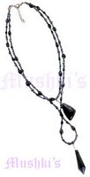 Black Beaded Double Row Pendant Necklace - click here for large view