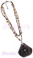 Multy Row Tonal Topaz Beaded Wood Pendant Necklace - click here for large view