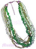 Tonal Green Beaded Multy Necklace - click here for large view