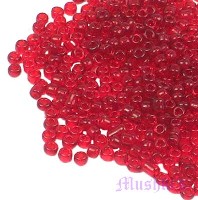 Garnet Plain Transparent Indian glass seed bead - click here for large view