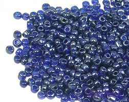 Blue Luster Transparent Indian glass seed bead - click here for large view
