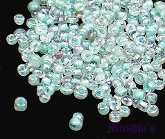 Aqua inside dyed Luster Indian glass seed bead - click here for large view