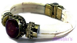 Agate Bone Dial Hinged Bangles - click here for large view