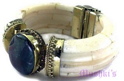 Agate Bone Dial Hinged Bangles - click here for large view