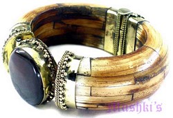 Agate Bone Dial Hinged Bangles - click here for large view