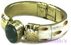 Agate Bone Dial Hinged Bangles - click here for large view