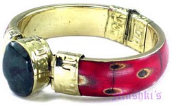 Agate Bone Dial Hinged Bangles - click here for large view