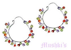 Amy,Carnelian,Peridot Stone Hoop Earring - click here for large view