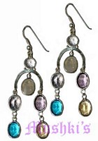 Aqua,Amythest,Moon Stone Earring - click here for large view