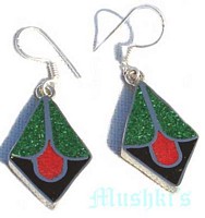 Silver enaml earring - click here for large view