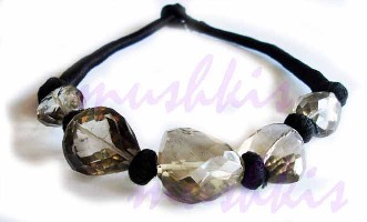 Single Row Smokey Quartz Gem Stone Necklace - click here for large view
