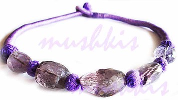 Single Row Amethyst Gem Stone Necklace - click here for large view